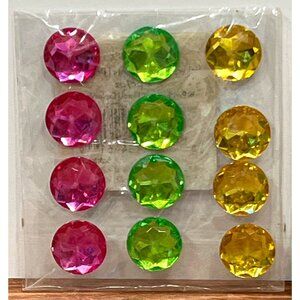 Floral Punch Stickers 12 Pc Multi Color Large Round Gems For Crafts Scrapbooking